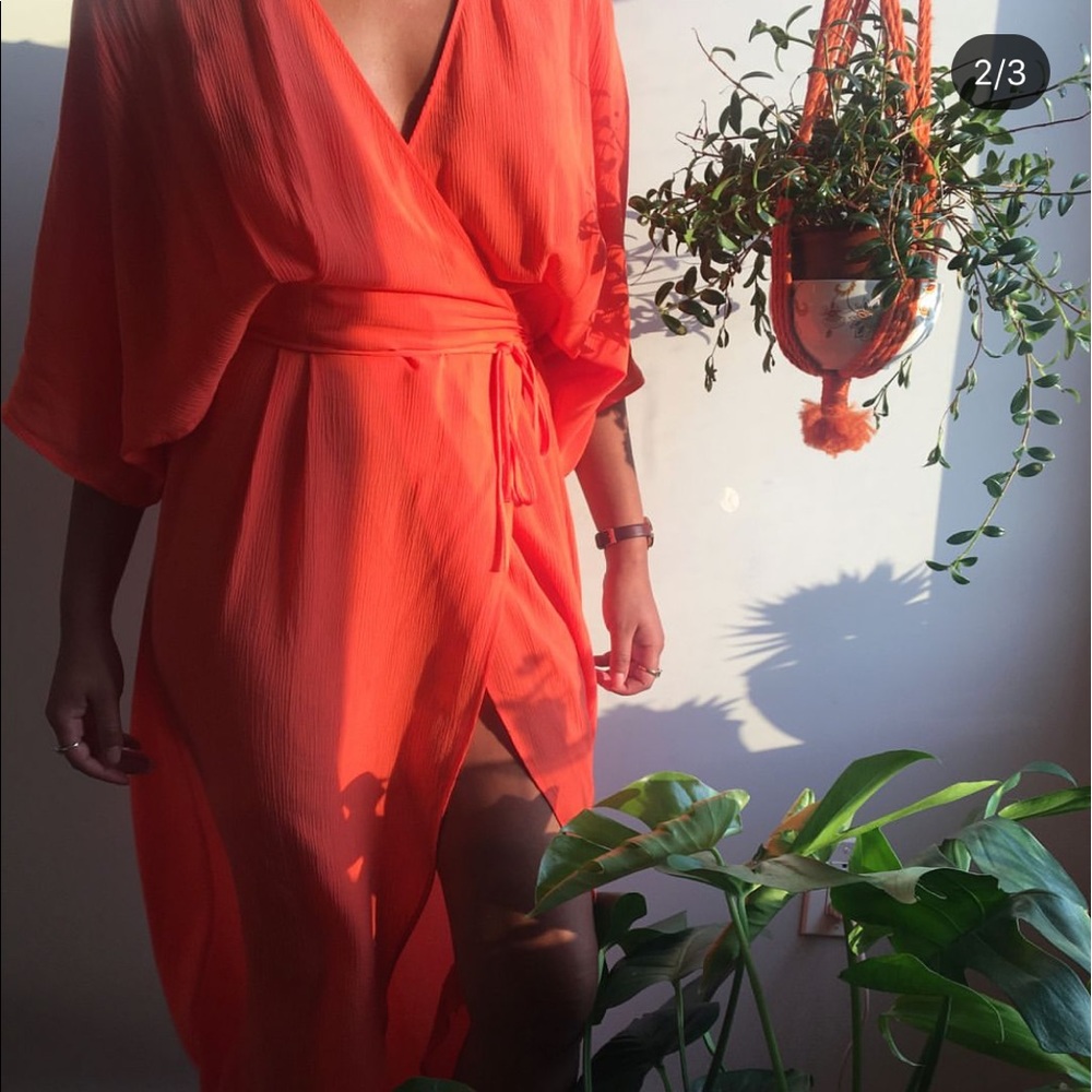 & Other Stories Orange Wrap Dress Sz 4